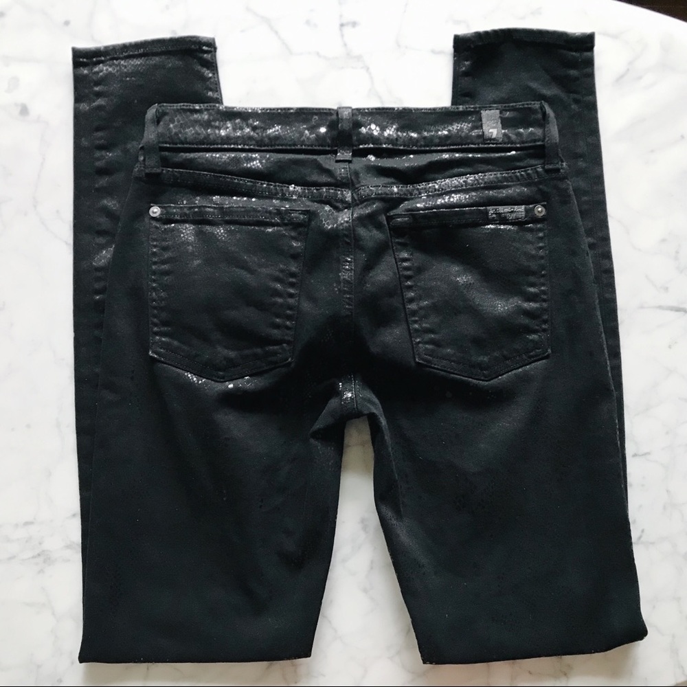 7 for All Mankind Black Snake Metallic Skinny Jean - Picture 3 of 7